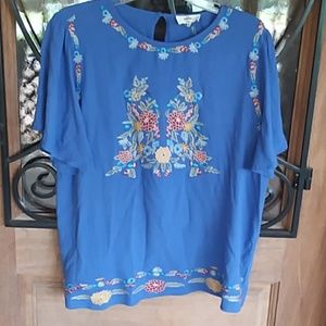 Embroidery blue top.